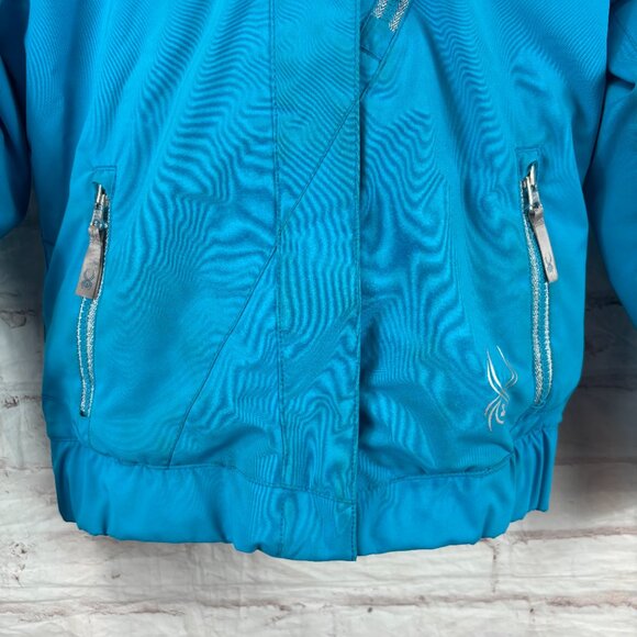 Spyder Girls Youth 8 Blue Lola Fur Lined Hooded Winter Ski Snow Jacket - Picture 6 of 13